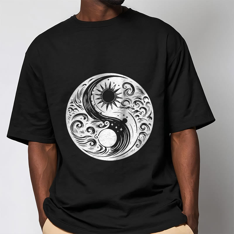 Soft Cotton Celestial Yin Yang Balance Crewneck Tee