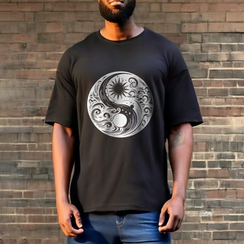 Soft Cotton Celestial Yin Yang Balance Crewneck Tee