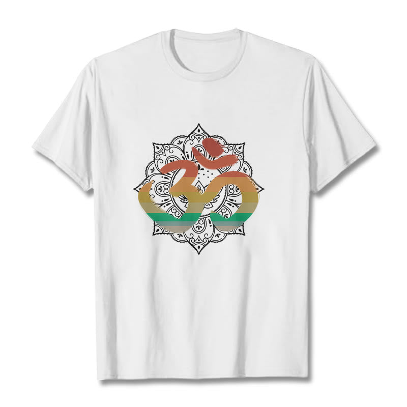 Soft Cotton Crew-Neck Om Mandala Meditation T-Shirt