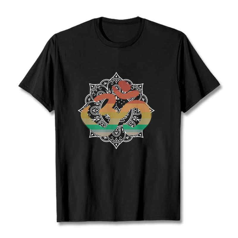 Soft Cotton Crew-Neck Om Mandala Meditation T-Shirt