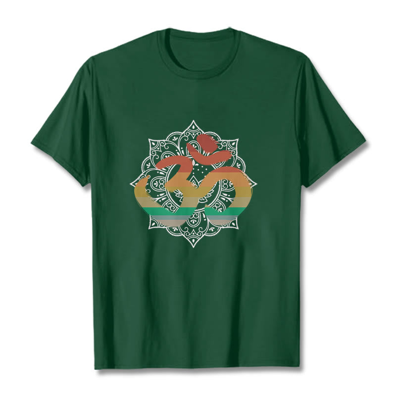 Soft Cotton Crew-Neck Om Mandala Meditation T-Shirt
