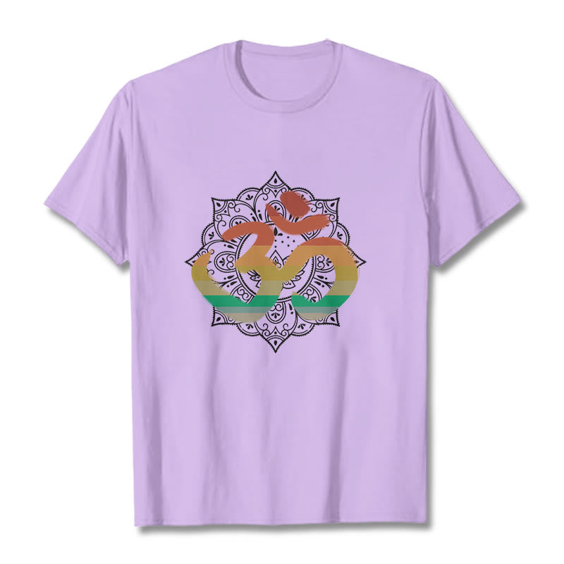 Soft Cotton Crew-Neck Om Mandala Meditation T-Shirt