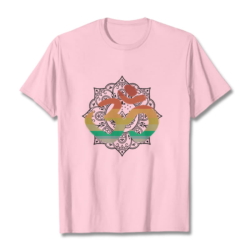 Soft Cotton Crew-Neck Om Mandala Meditation T-Shirt