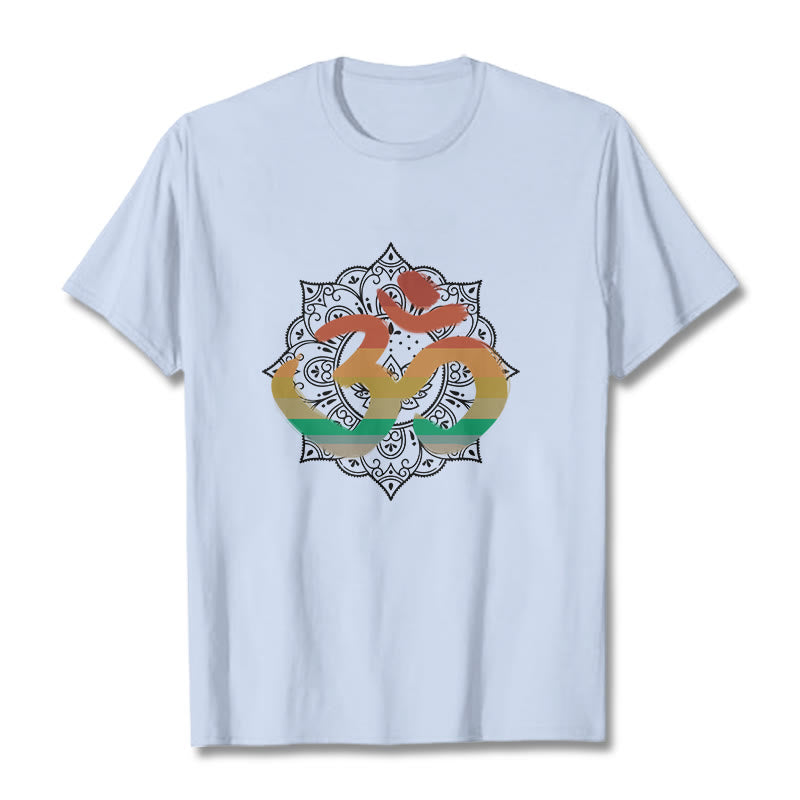 Soft Cotton Crew-Neck Om Mandala Meditation T-Shirt