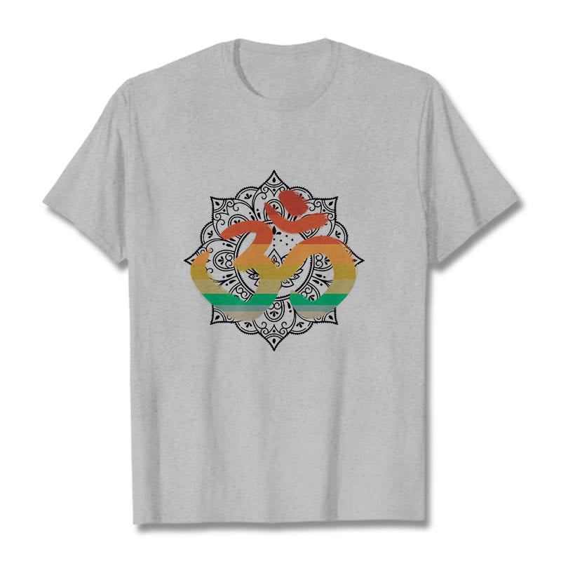 Soft Cotton Crew-Neck Om Mandala Meditation T-Shirt