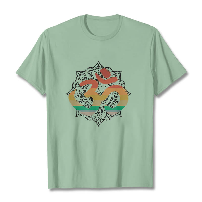 Soft Cotton Crew-Neck Om Mandala Meditation T-Shirt