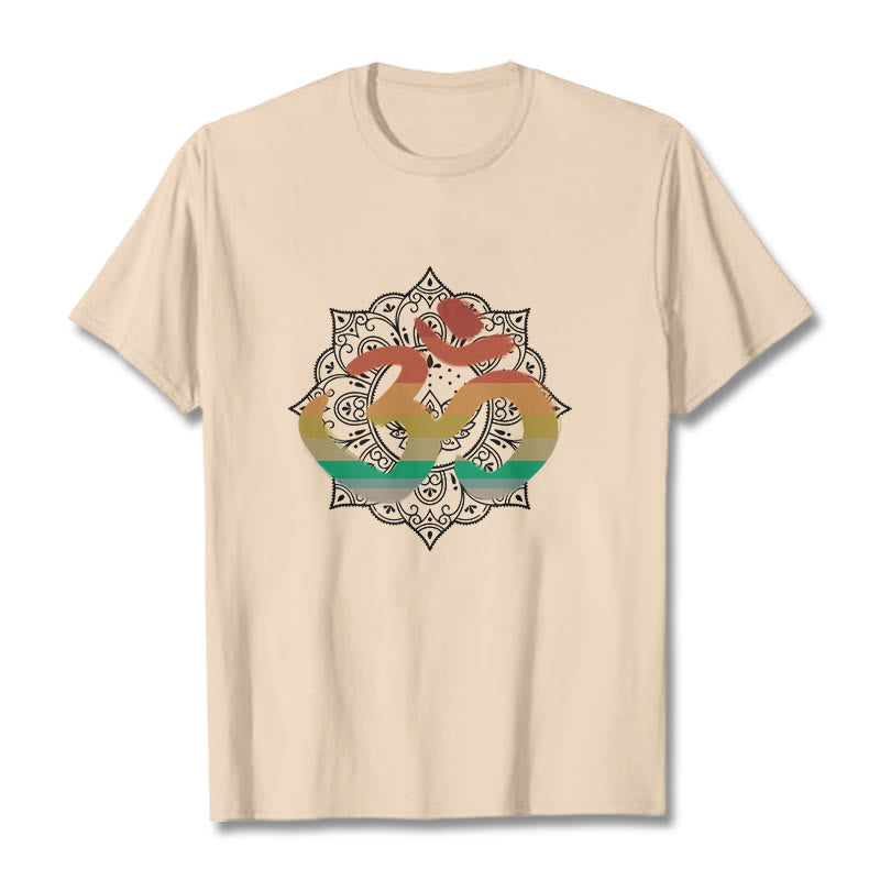 Soft Cotton Crew-Neck Om Mandala Meditation T-Shirt