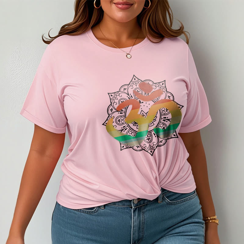 Soft Cotton Crew-Neck Om Mandala Meditation T-Shirt