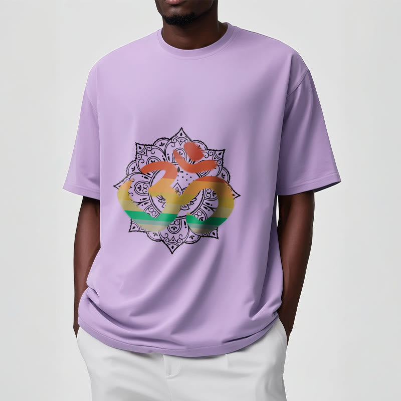 Soft Cotton Crew-Neck Om Mandala Meditation T-Shirt