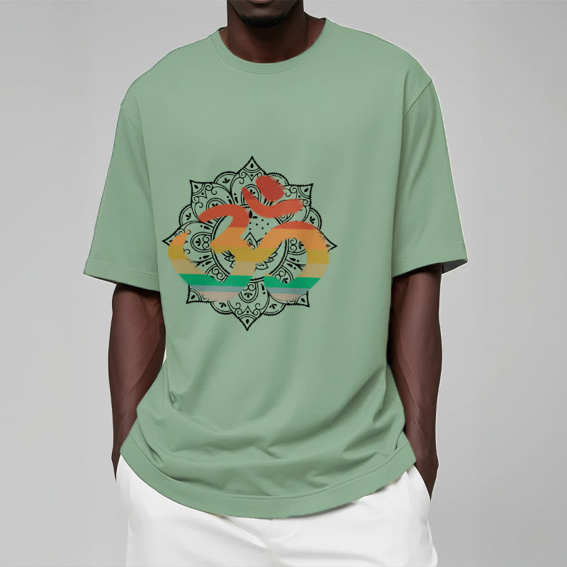 Soft Cotton Crew-Neck Om Mandala Meditation T-Shirt
