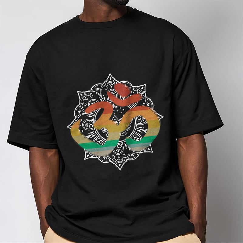 Soft Cotton Crew-Neck Om Mandala Meditation T-Shirt