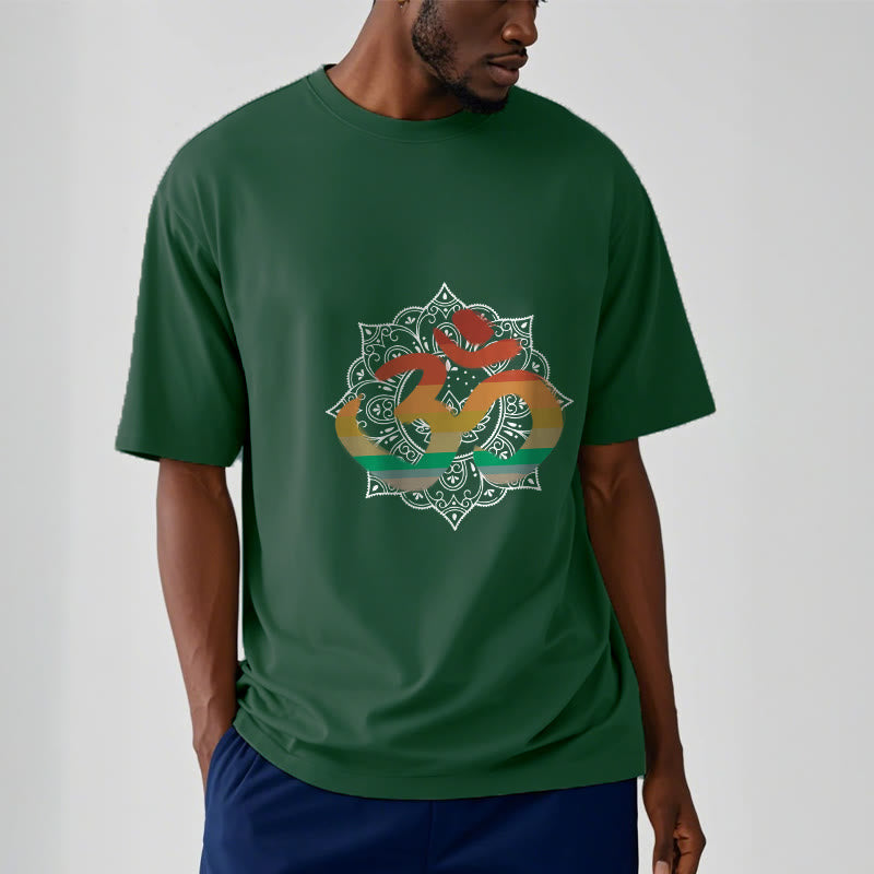 Soft Cotton Crew-Neck Om Mandala Meditation T-Shirt