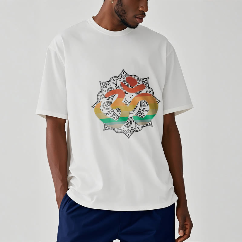 Soft Cotton Crew-Neck Om Mandala Meditation T-Shirt