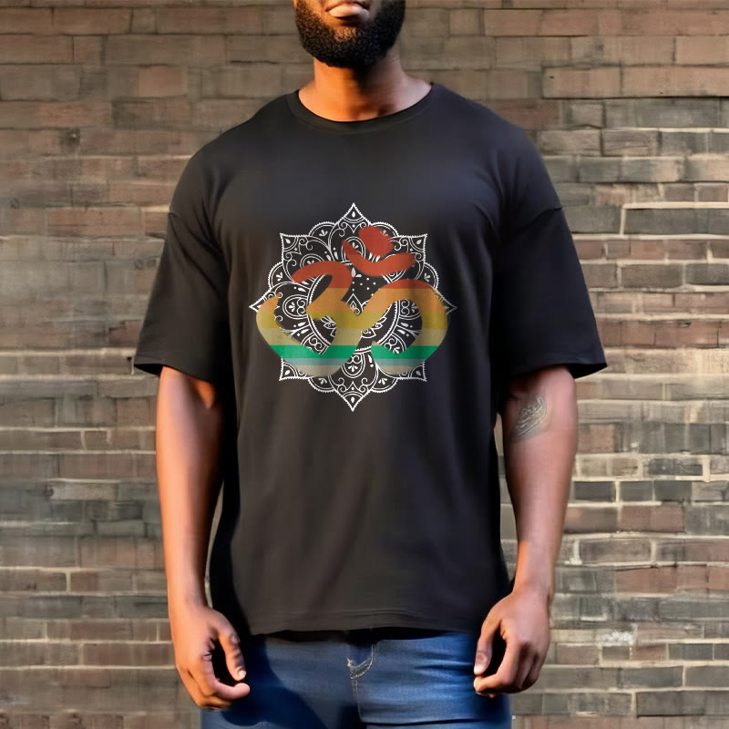 Soft Cotton Crew-Neck Om Mandala Meditation T-Shirt