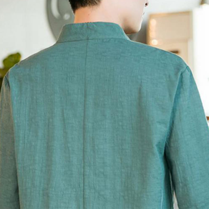 Tactile Cotton Blend Three-Quarter Sleeve Mindful Meditation Shirt