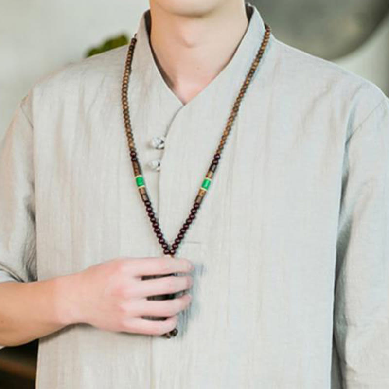 Tactile Cotton Blend Three-Quarter Sleeve Mindful Meditation Shirt
