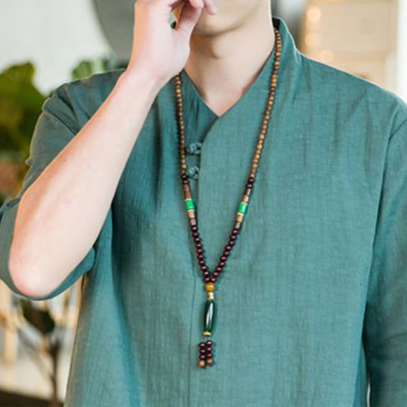 Tactile Cotton Blend Three-Quarter Sleeve Mindful Meditation Shirt