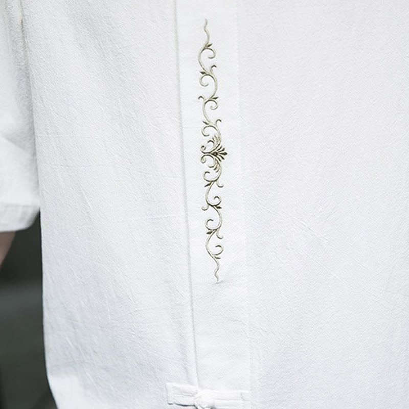 Tactile Cotton Linen Half-Sleeve Mindful Meditation Shirt