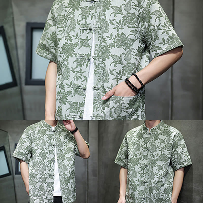 Breathable Cotton Jacquard Stand Collar Mindful Shirt