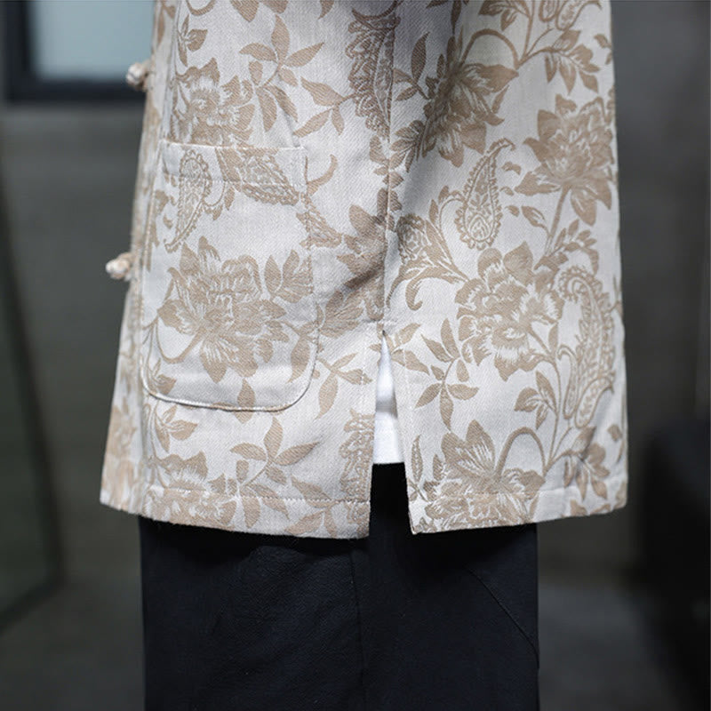 Breathable Cotton Jacquard Stand Collar Mindful Shirt