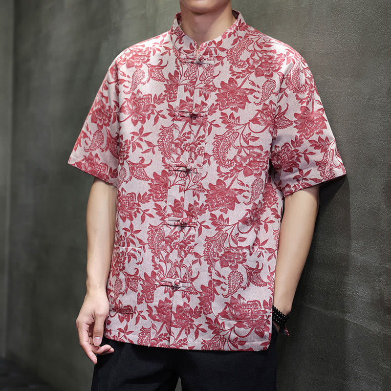 Breathable Cotton Jacquard Stand Collar Mindful Shirt