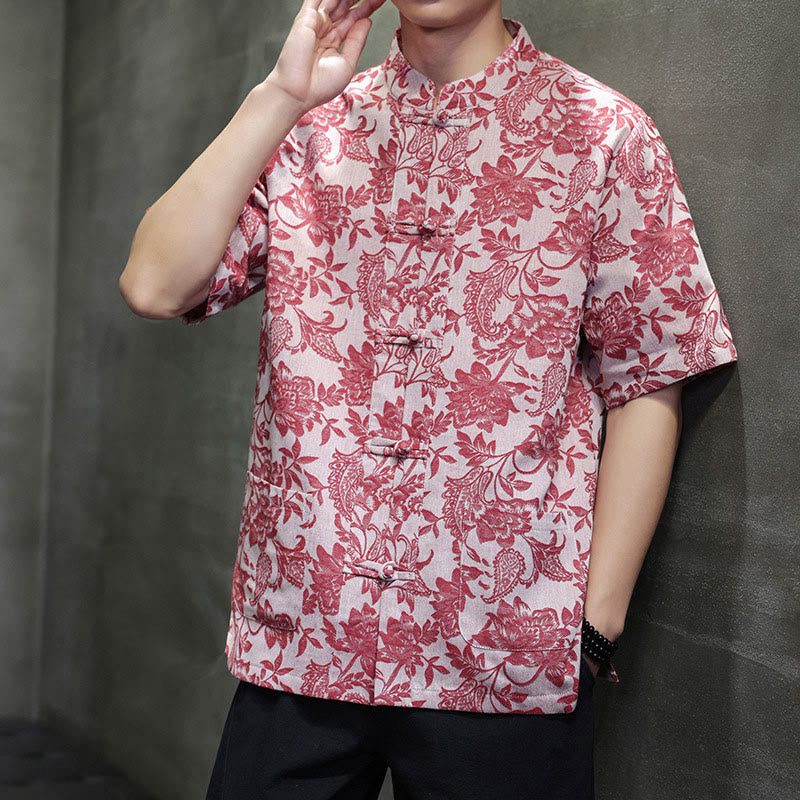Breathable Cotton Jacquard Stand Collar Mindful Shirt