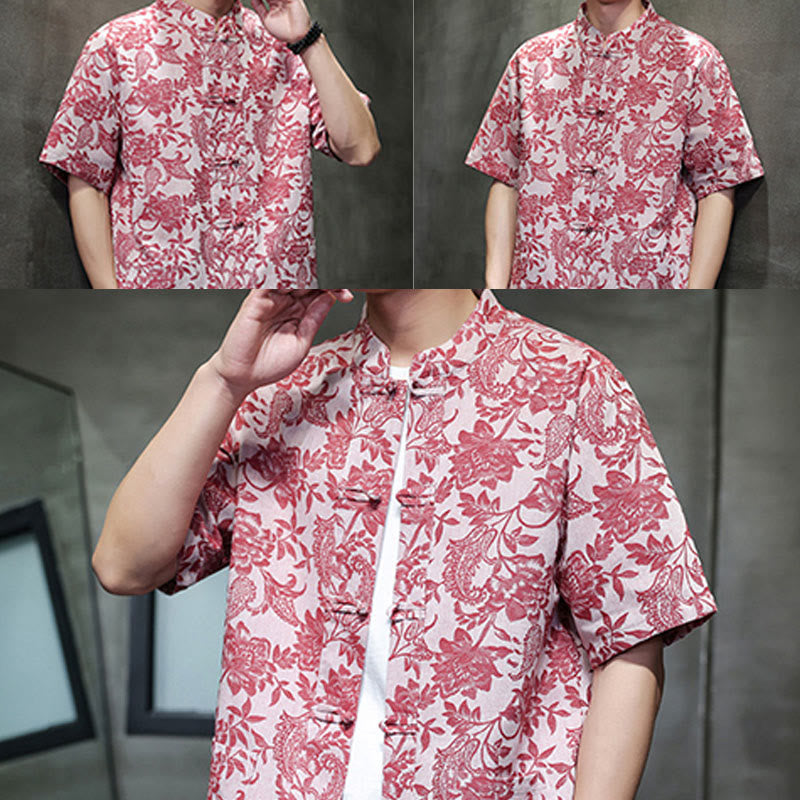 Breathable Cotton Jacquard Stand Collar Mindful Shirt