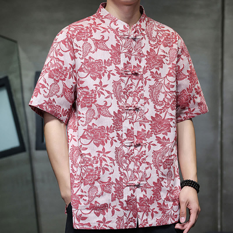 Breathable Cotton Jacquard Stand Collar Mindful Shirt