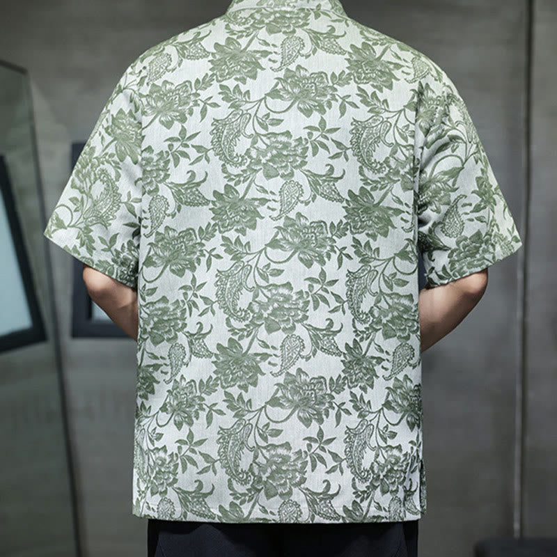 Breathable Cotton Jacquard Stand Collar Mindful Shirt