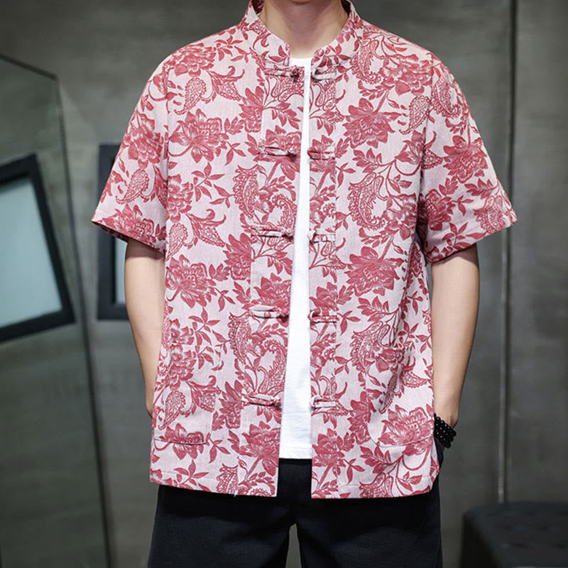 Breathable Cotton Jacquard Stand Collar Mindful Shirt