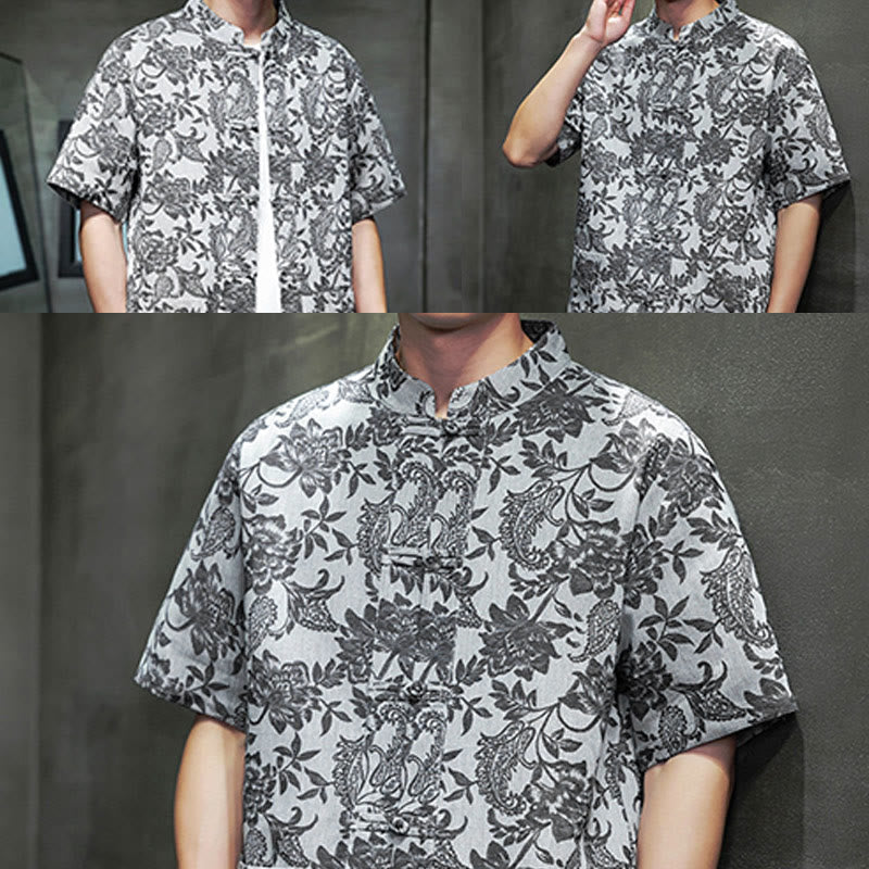Breathable Cotton Jacquard Stand Collar Mindful Shirt