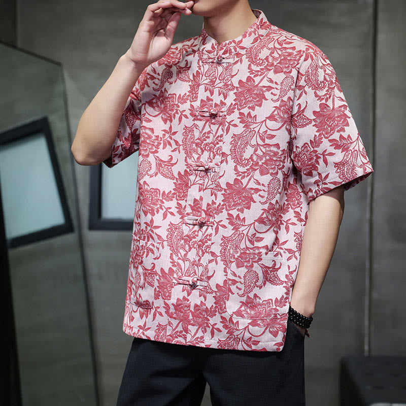 Breathable Cotton Jacquard Stand Collar Mindful Shirt