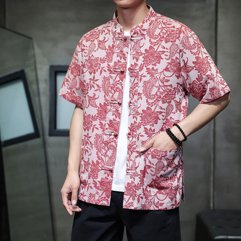Breathable Cotton Jacquard Stand Collar Mindful Shirt