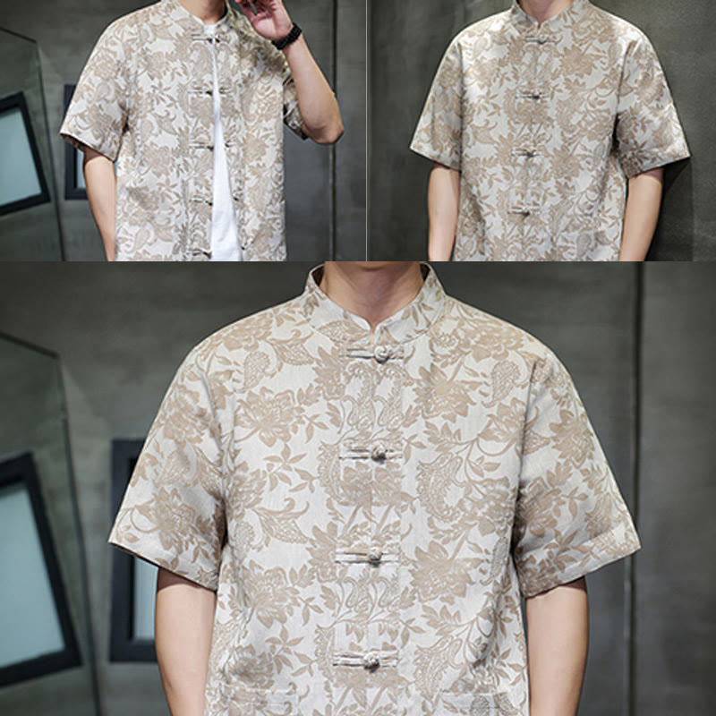 Breathable Cotton Jacquard Stand Collar Mindful Shirt