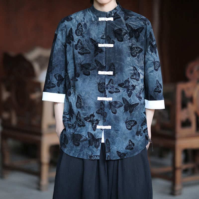 Cotton Blend Jacquard Stand-Collar Mindful Cardigan Shirt