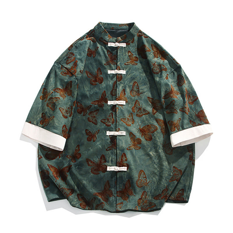 Cotton Blend Jacquard Stand-Collar Mindful Cardigan Shirt