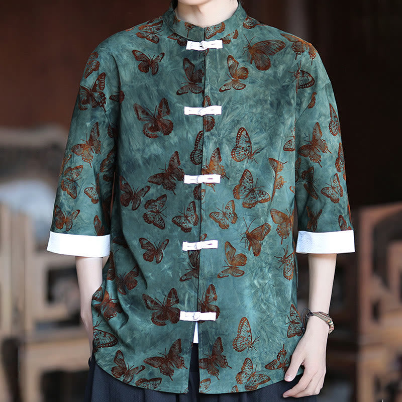 Cotton Blend Jacquard Stand-Collar Mindful Cardigan Shirt