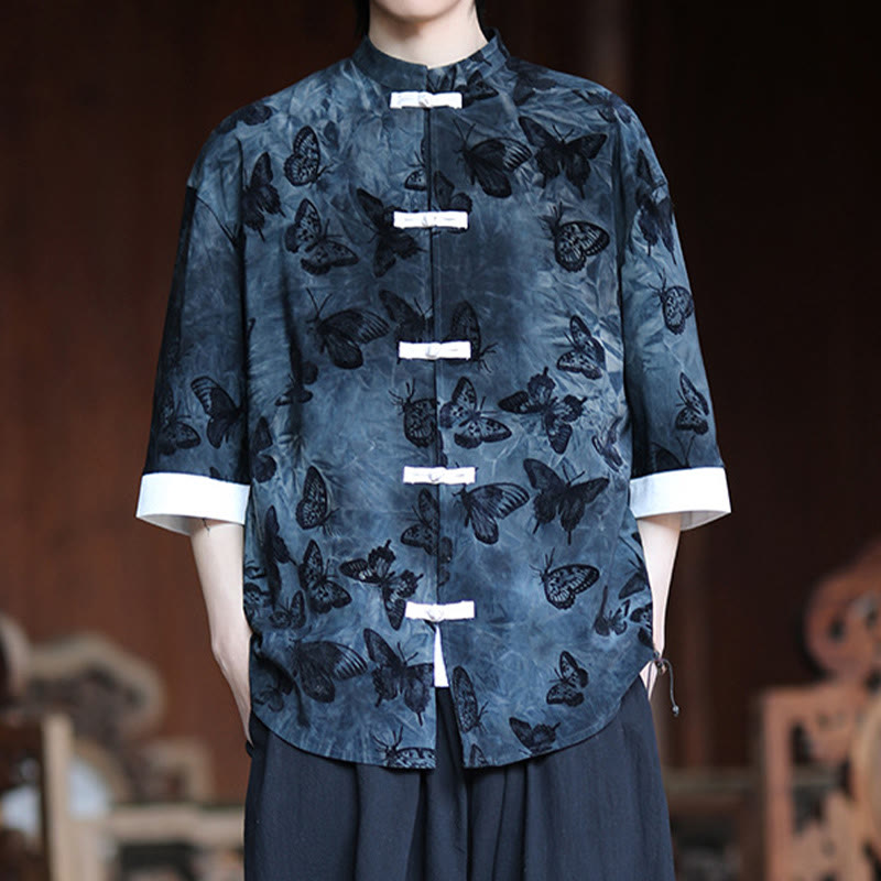 Cotton Blend Jacquard Stand-Collar Mindful Cardigan Shirt