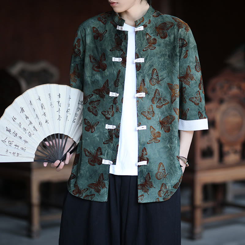 Cotton Blend Jacquard Stand-Collar Mindful Cardigan Shirt