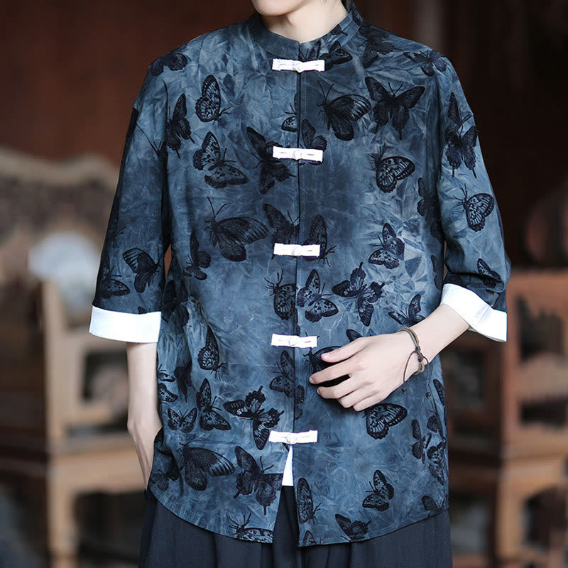 Cotton Blend Jacquard Stand-Collar Mindful Cardigan Shirt