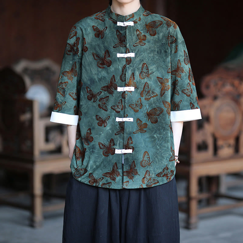 Cotton Blend Jacquard Stand-Collar Mindful Cardigan Shirt