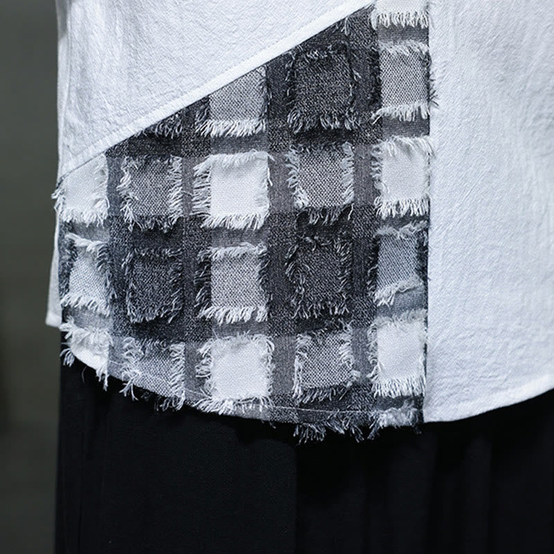 Tactile Cotton Minimalist Stand Collar Meditation Shirt