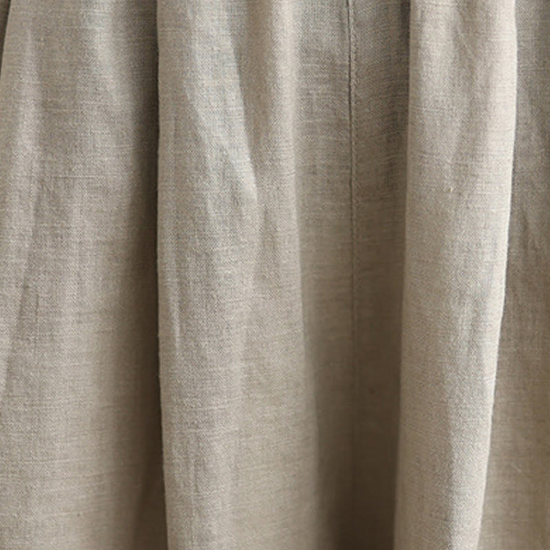 Summer Solid Color Patchwork Simple Design Women's Cotton Wide Leg Cropped Pants With Pockets