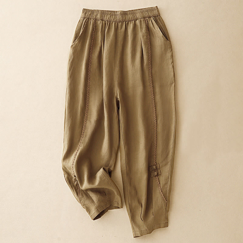 Breathable Cotton Linen High-Waist Tapered Meditation Pants