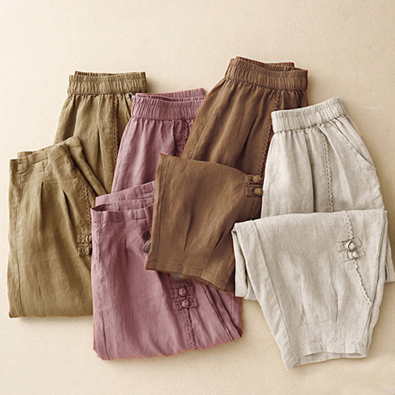Breathable Cotton Linen High-Waist Tapered Meditation Pants