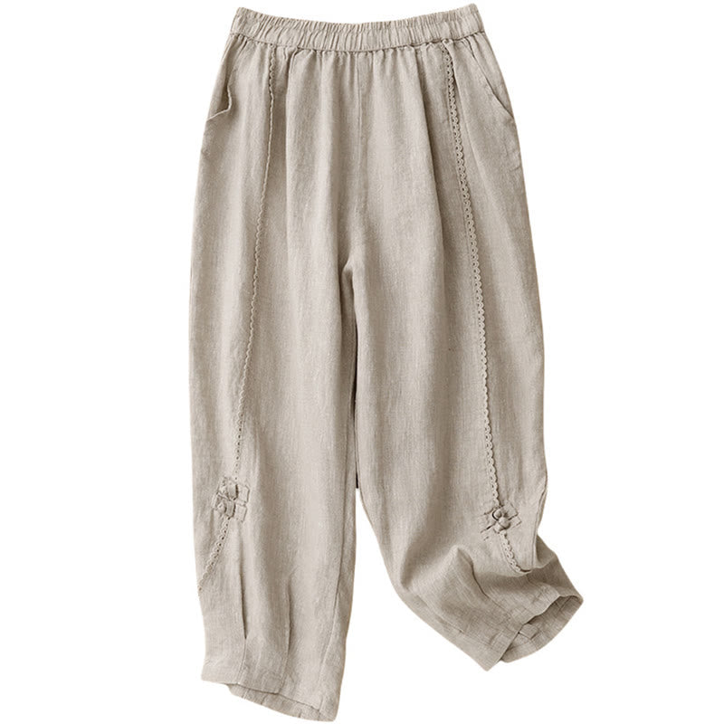 Breathable Cotton Linen High-Waist Tapered Meditation Pants