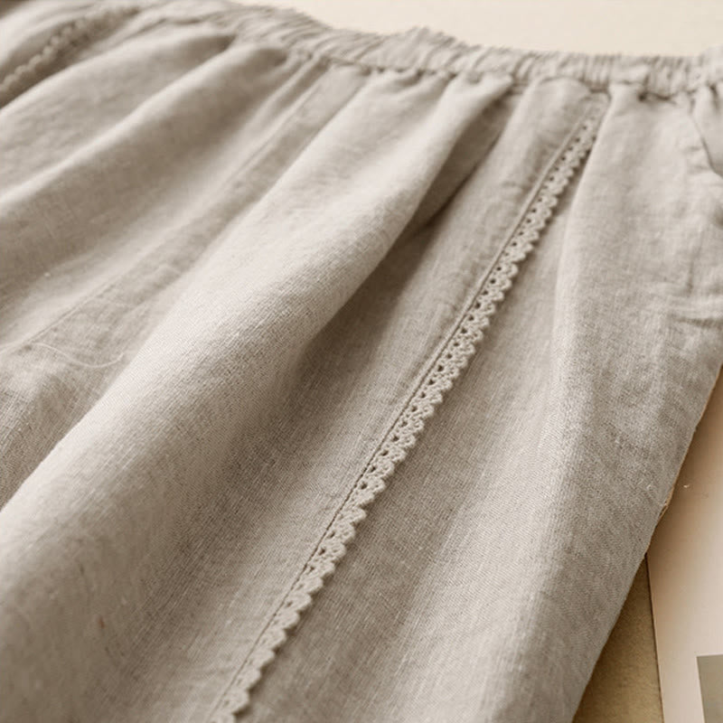 Breathable Cotton Linen High-Waist Tapered Meditation Pants