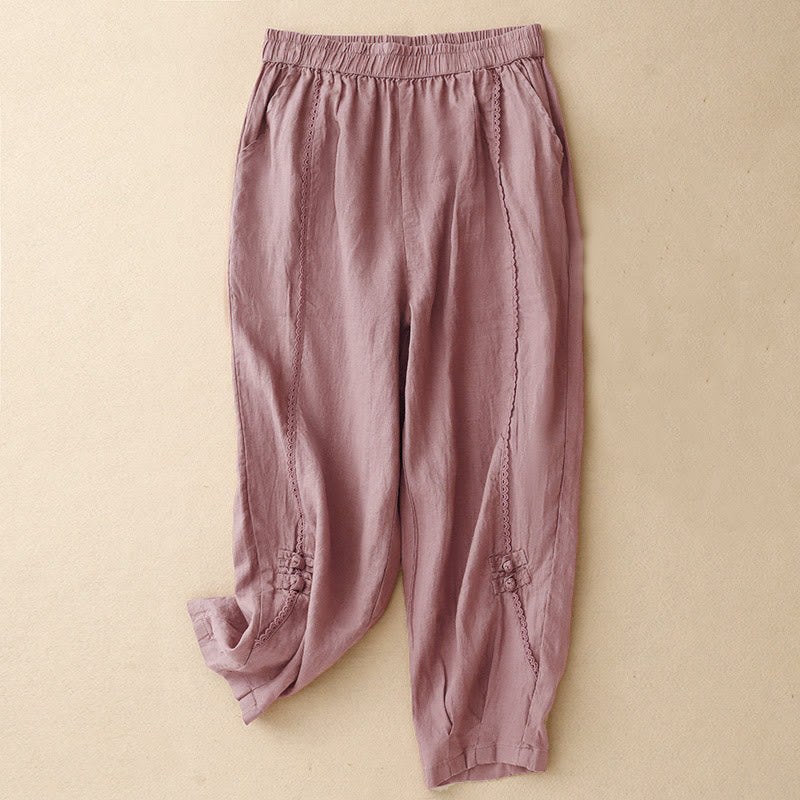 Breathable Cotton Linen High-Waist Tapered Meditation Pants