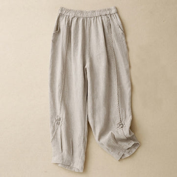 Breathable Cotton Linen High-Waist Tapered Meditation Pants