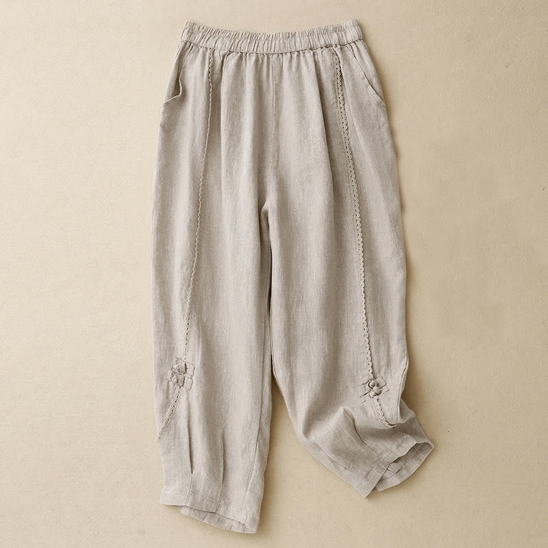 Breathable Cotton Linen High-Waist Tapered Meditation Pants